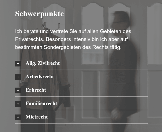 Rechtsanwalt Schwerpunkte für  Blender - Adolfshausen, Laake, Neu Holtum, Oiste, Reer, Ritzenbergen und Schaafsheide, Seestedt, Varste