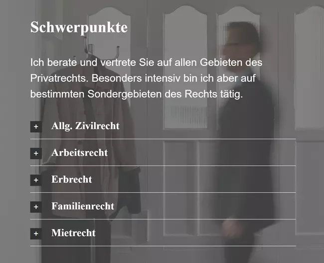 Rechtsanwalt Schwerpunkte für  Ronnenberg - Roloven, Linderte, Kückenmühle, Ihme, Ihme-Roloven, Empelde und Benthe, Vörie, Sieben Trappen